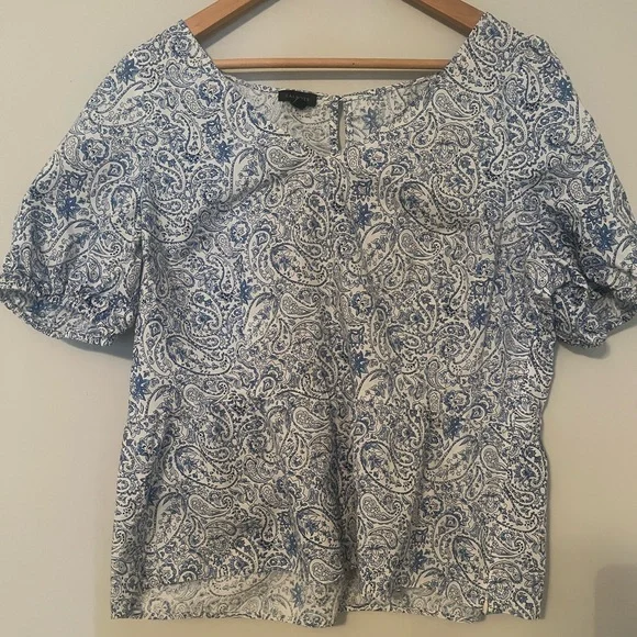 Blue Paisley V-Neck Peplum Top - Picture 5 of 7